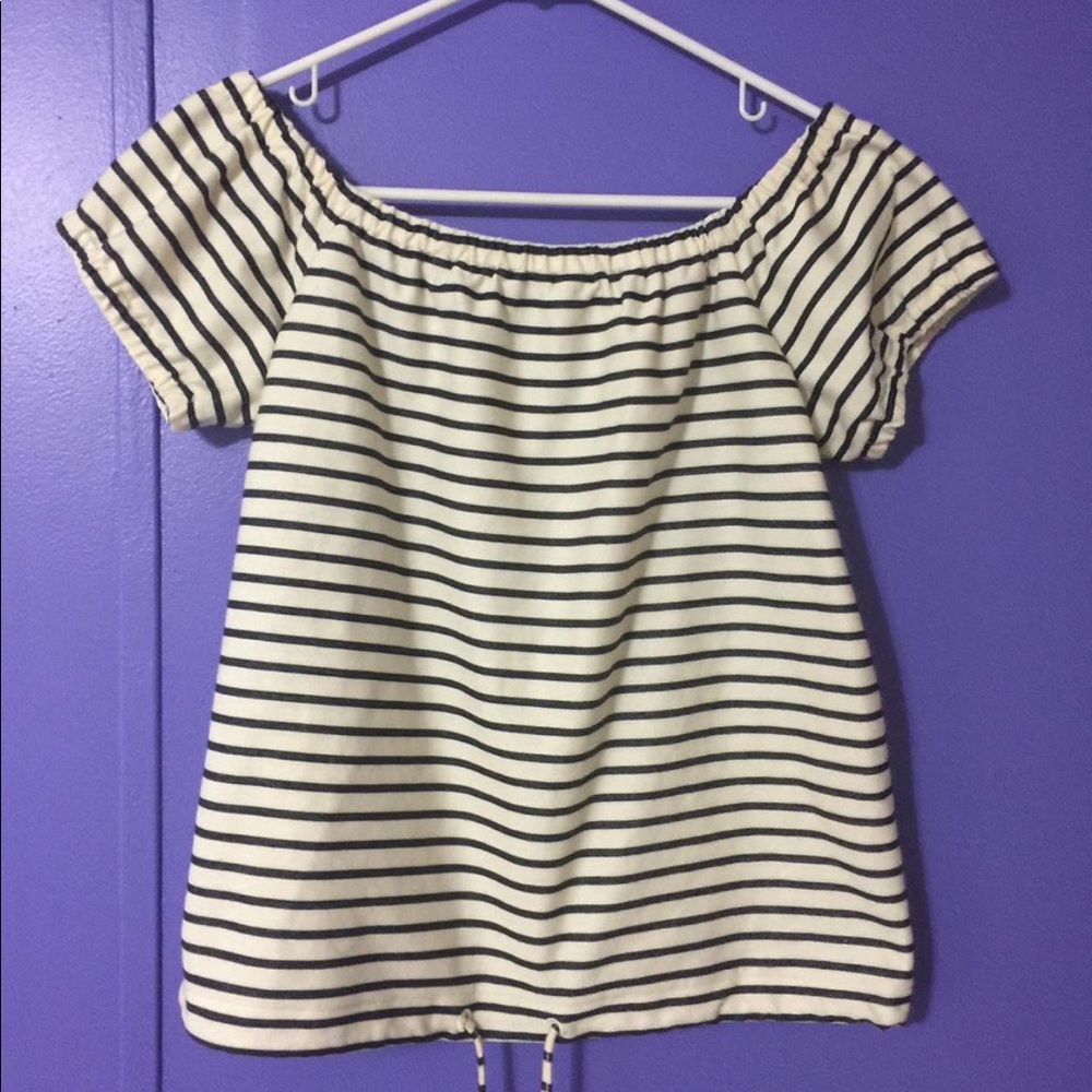 Striped Off-the-Shoulder black and white top